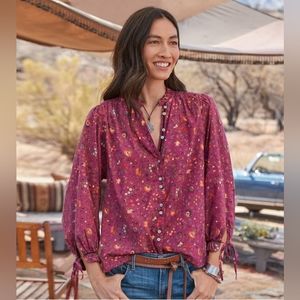 Sundance Dorthea Bloom Blouse Size S Floral Ruffles Button-Up Boho Chic Classic